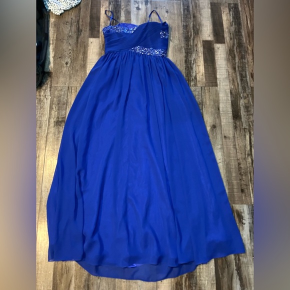 JS Collections Strapless Beaded Ruched Empire Waist Chiffon Size 6 - Picture 5 of 7